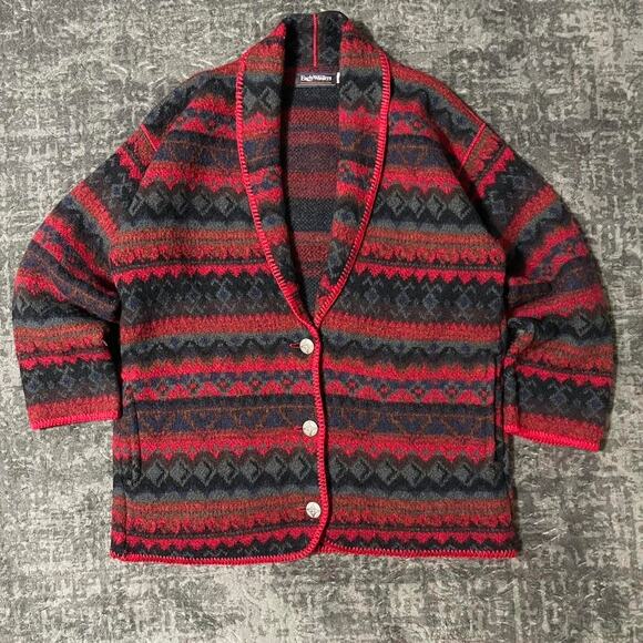 Vintage 90s Early Winters Aztec Cardigan coat - Picture 1 of 5